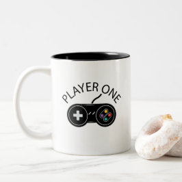Retro Player One Gaming Controller Zweifarbige Tasse