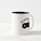 Retro Player One Gaming Controller Zweifarbige Tasse (VorderseiteRechts)