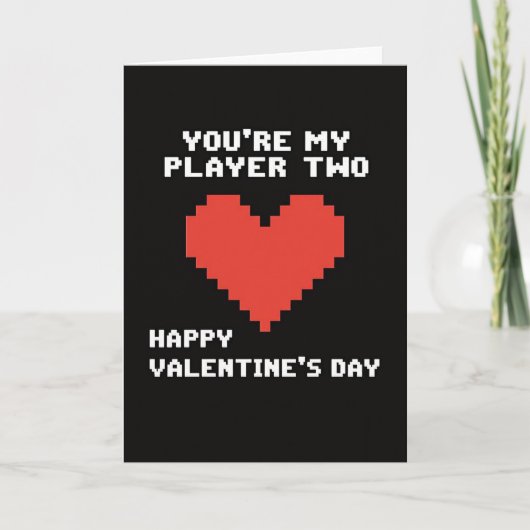 Retro Player Two Valentines Card Karte (Vorderseite)