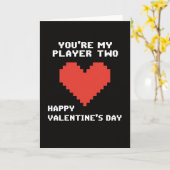 Retro Player Two Valentines Card Karte (Gelbe Blume)