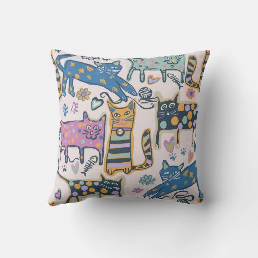 Retro Playful Cats Kissen (Rückseite)