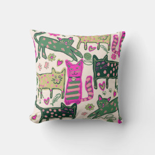Retro Playful Cats Kissen