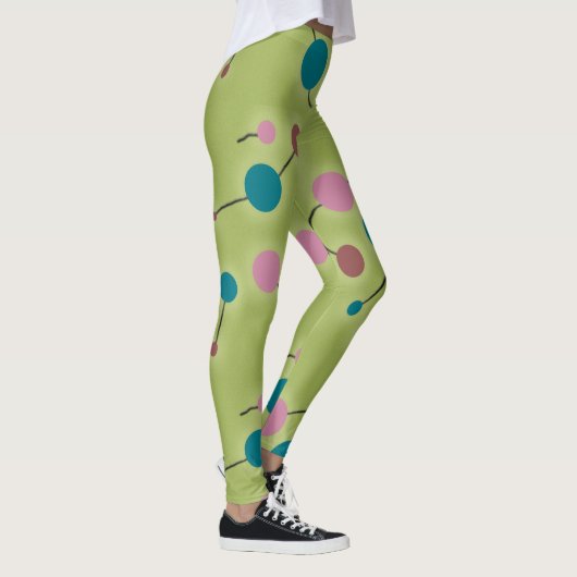 Retro Playful Large Molecules Unix Blue Green Leggings (Rechts)
