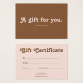 Retro Playful Minimalist Pink Brown Certificate (Vorne & Hinten)