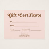 Retro Playful Minimalist Pink Brown Certificate (Rückseite)