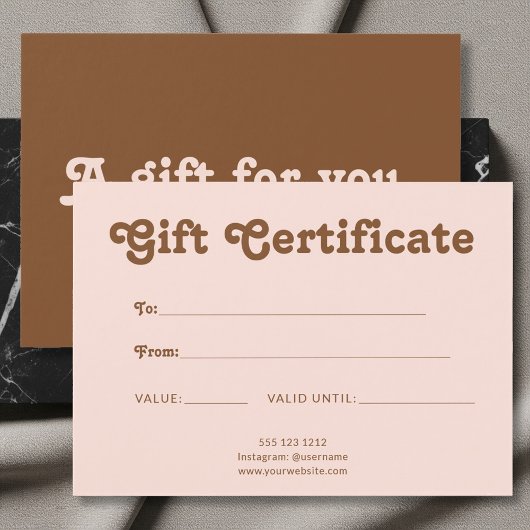 Retro Playful Minimalist Pink Brown Certificate