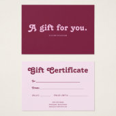 Retro Playful Minimalist Pink Certificate (Vorne & Hinten)