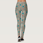 Retro Playful Small Molecules Universe Blue Grau Leggings (Rückseite)