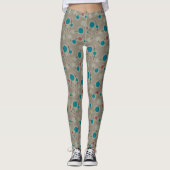 Retro Playful Small Molecules Universe Blue Grau Leggings (Vorderseite)