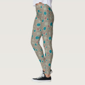 Retro Playful Small Molecules Universe Blue Grau Leggings (Links)