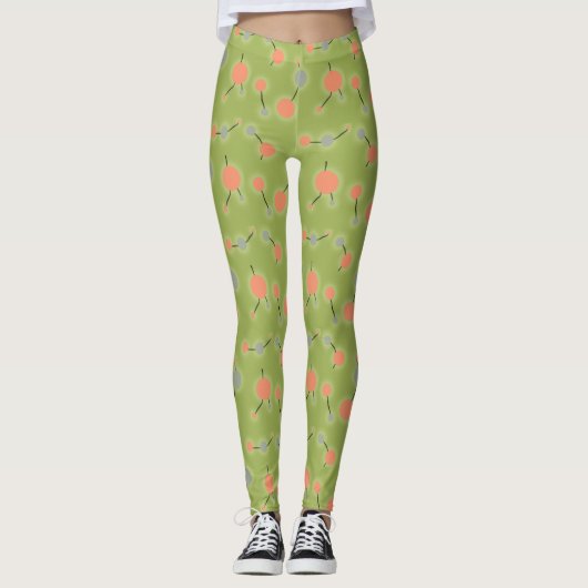 Retro Playful Small Molecules Universelles Pfirsic Leggings (Vorderseite)