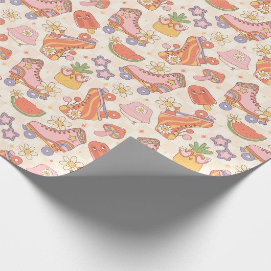 Retro Playful Summer Roller Skaten Fun Geschenkpapier (Ecke)