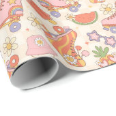 Retro Playful Summer Roller Skaten Fun Geschenkpapier (Rolleneckpunkt)
