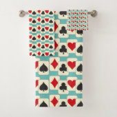 Retro Playing Cards Quartett Aqua Bath Handtuch Se Badhandtuch Set (Insitu)