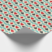 Retro Playing Cards Quartett Aqua Geschenkpapier (Ecke)