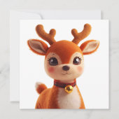 Retro Plush Reindeer Christmas Art Feiertagskarte (Vorderseite)