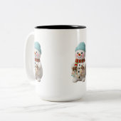 Retro Plush Snow Globe Santa Zweifarbige Tasse (Vorderseite Links)