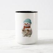 Retro Plush Snow Globe Santa Zweifarbige Tasse (Mittel)