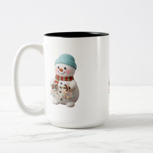 Retro Plush Snow Globe Santa Zweifarbige Tasse (Links)