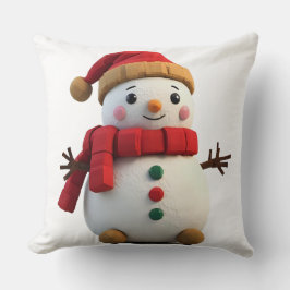 Retro Plush Snowman With Scarf Christmas Kissen