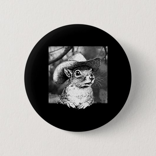 Retro P'nut Das Eichhörnchen Tier Niedlich Cowboy Button (Vorderseite)
