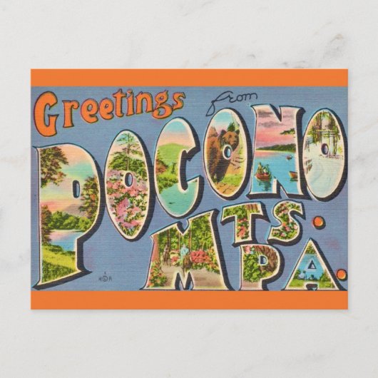 Retro Pocono Mountains Postkarte (Vorderseite)