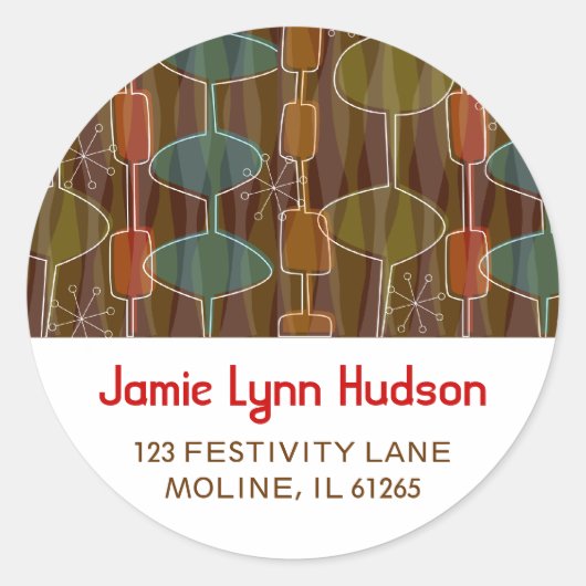 Retro Pods Address Labels Runder Aufkleber (Vorderseite)