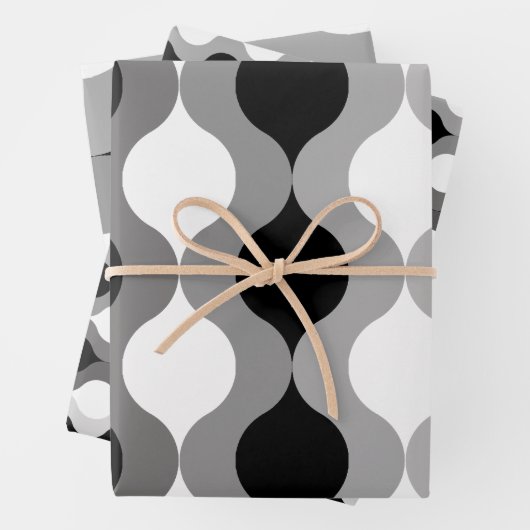 Retro Pods Schwarz-weiß Grau Geschenkpapier Set (Beispiel)