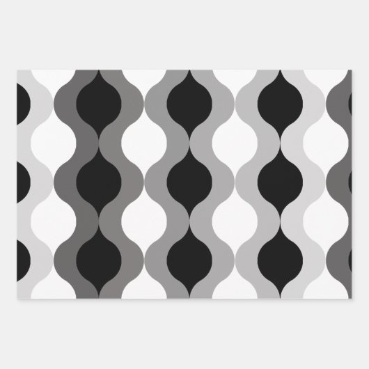 Retro Pods Schwarz-weiß Grau Geschenkpapier Set (Vorderseite)