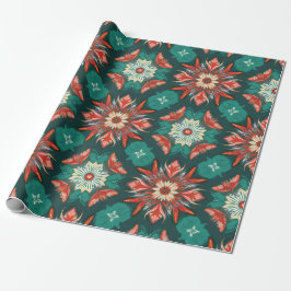 Retro Poinsettia Burst Christmas Pattern Geschenkpapier
