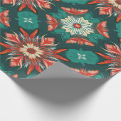 Retro Poinsettia Burst Christmas Pattern Geschenkpapier (Ecke)