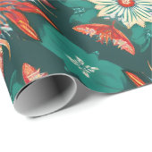 Retro Poinsettia Burst Christmas Pattern Geschenkpapier (Rolleneckpunkt)