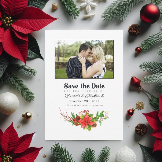 Retro Poinsettia Fahrradweih Weihnachtszeit QR Cod Save The Date