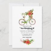 Retro Poinsettia Fahrradweihnachtsfeier Hochzeit Einladung (Vorderseite)