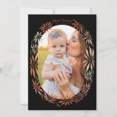 Retro Poinsettia Oval Frame Foto Feiertagskarte (Vorderseite)