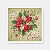 Retro Poinsettia Weihnachtskarte Stil Decoupage Serviette (Vorderseite)