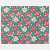 Retro poinsettia Weihnachtspapier H1005 Fleecedecke (Vorderseite (Horizontal))