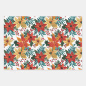 Retro Poinsettia Weihnachtswrapping Paper Geschenkpapier Set (Vorderseite 3)