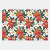 Retro Poinsettia Weihnachtswrapping Paper Geschenkpapier Set (Vorderseite)