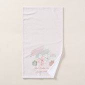 Retro Poinsettias Watercolor Pink Weißes Geschenk Badhandtuch Set (Handtuch)