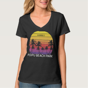 Retro Poipu Beach Park Strand Surf Vintage Palme V T-Shirt