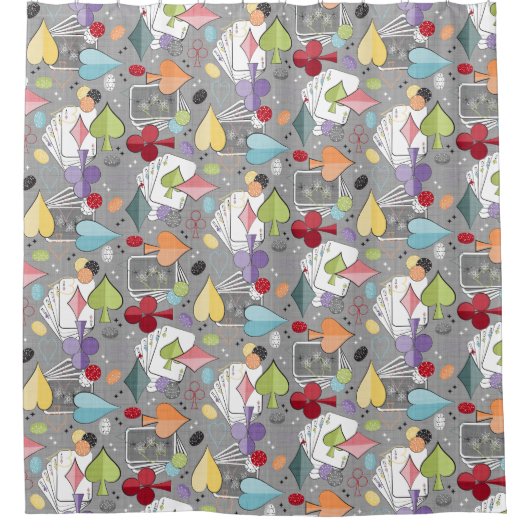 Retro-Poker Duschvorhang (Vorderseite)