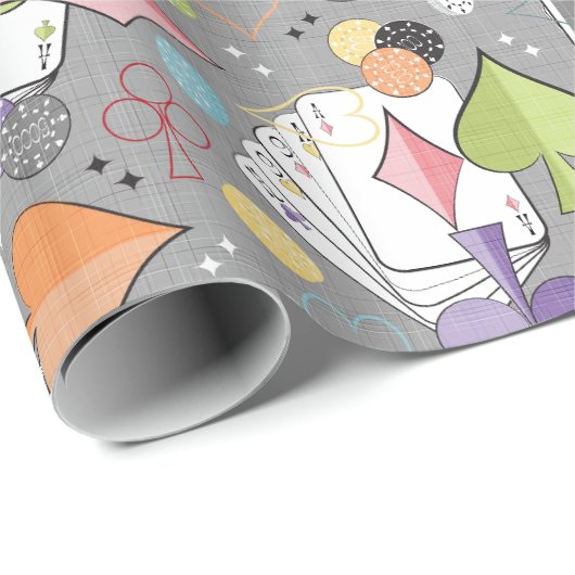 Retro-Poker Geschenkpapier (Rolleneckpunkt)