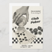 Retro Poker Night Cocktail Party laden Einladung (Vorne/Hinten)