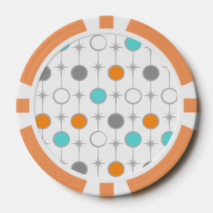 Retro-Pokerchip mit Punkten und Sternenexplosionen Pokerchips