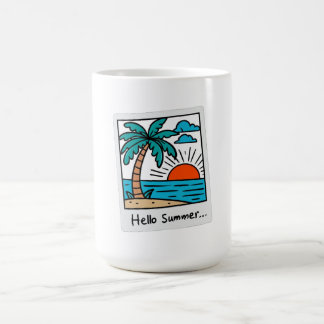 Retro Polaroid Hallo Sommer Tropischer Strand Sonn Kaffeetasse