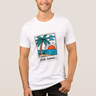 Retro Polaroid Hallo Sommer Tropischer Strand Sonn Tri-Blend Shirt