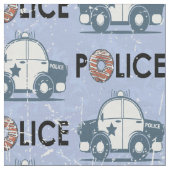 Retro Police Car Donuts Blue Stoff (Nahaufnahme)
