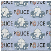 Retro Police Car Donuts Blue Stoff (Muster)
