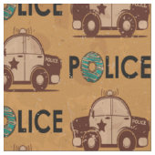Retro Police Car Donuts Brown Stoff (Nahaufnahme)